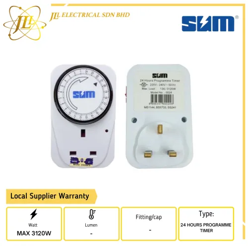 SUM 24 HOURS PROGRAMME TIMER WITH SIRIM APPROVED MAX 3120W