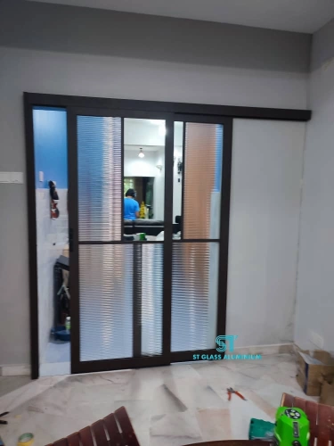 Rib Glass Hanging Sliding Door 