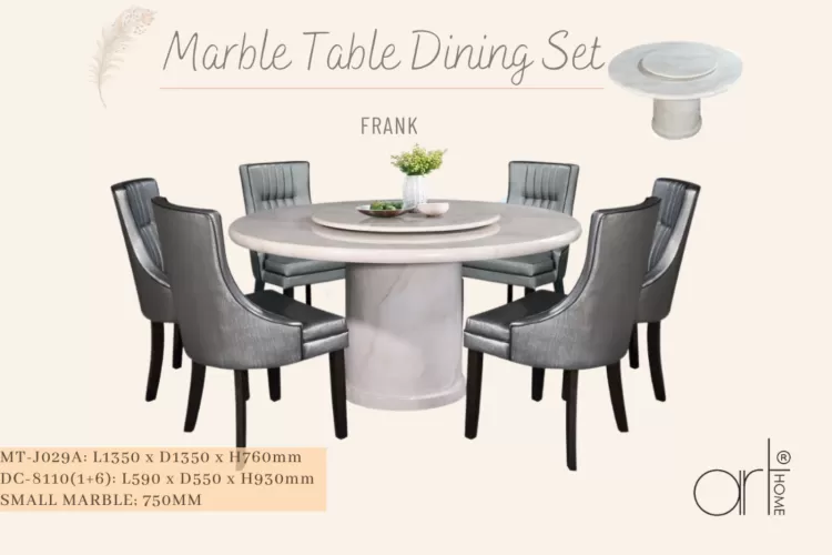 FRANK MARBLE DINING SET 1+6 (MT-J029A +DC-8110)