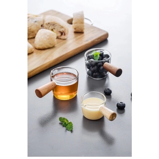 Single Mouth Milk Cup Espresso Cup sauce cup with wooden handle