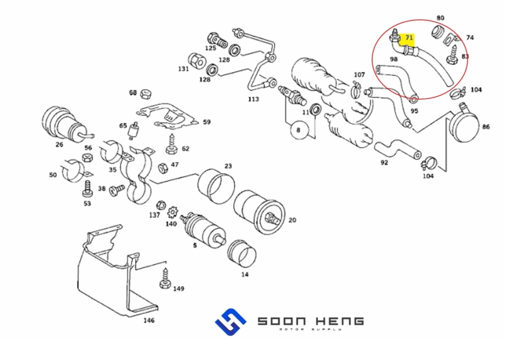 Mercedes-Benz W126 - Fuel Hose (Original MB)