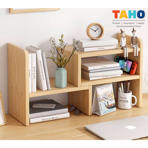 Wooden Table Shelf / Desktop Book Shelf / Desk Shelf / Storage Rack / Rak buku / Taho