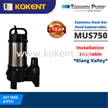 Tsunami MUS750 MUS750A Multipurpose Stainless Steel Koi Pond Submersible Water Pump 750Watt Power