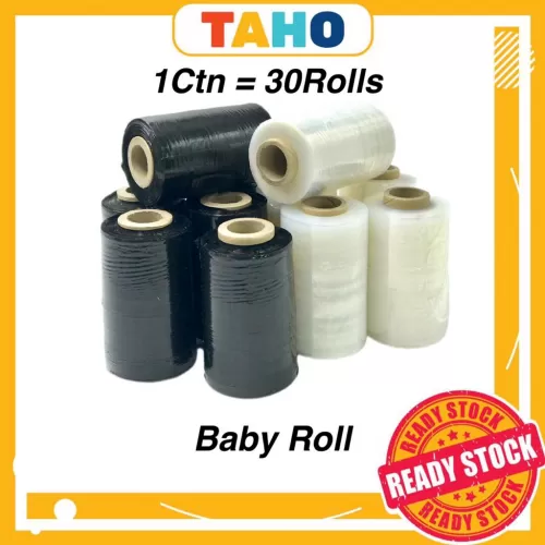 Baby Roll / Stretch film /1 CTN = 30 ROLLS / 100mm Clear / Black Wrapping / Selling in CARTON