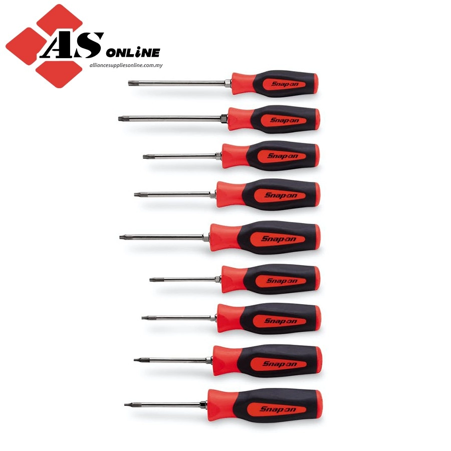 SNAP-ON 9 pc TORX Instinct Hard Grip Standard Screwdriver Set (Red) / Model: SHDTX90R