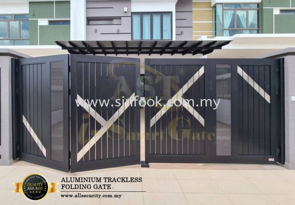 ALUMINIUM TRACKLESS FOLDING GATE Aluminium Trackless Folding Gate ALUMINIUM GATE Johor Bahru (JB), Senai, Selangor, Kuala Lumpur (KL), Klang, Seremban Installation, Services, Repair, Supplier | Sin Fook Electrical Alarm and Auto Gate Sdn. Bhd.