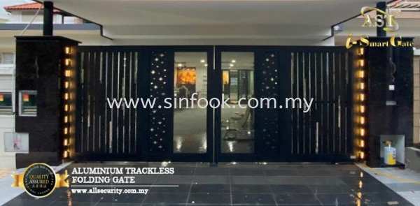 ALUMINIUM TRACKLESS FOLDING GATE Aluminium Trackless Folding Gate ALUMINIUM GATE Johor Bahru (JB), Senai, Selangor, Kuala Lumpur (KL), Klang, Seremban Installation, Services, Repair, Supplier | Sin Fook Electrical Alarm and Auto Gate Sdn. Bhd.