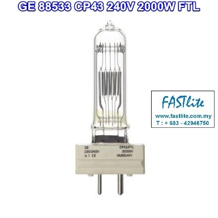 GE CP43 FTL 240V 2000W 88533 GY16 3200K Studio lamp (made in Hungary)