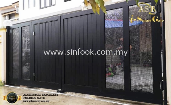 ALUMINIUM TRACKLESS FOLDING GATE Aluminium Trackless Folding Gate ALUMINIUM GATE Johor Bahru (JB), Senai, Selangor, Kuala Lumpur (KL), Klang, Seremban Installation, Services, Repair, Supplier | Sin Fook Electrical Alarm and Auto Gate Sdn. Bhd.