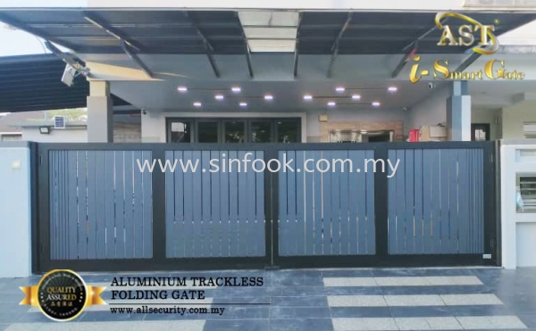 ALUMINIUM TRACKLESS FOLDING GATE Aluminium Trackless Folding Gate ALUMINIUM GATE Johor Bahru (JB), Senai, Selangor, Kuala Lumpur (KL), Klang, Seremban Installation, Services, Repair, Supplier | Sin Fook Electrical Alarm and Auto Gate Sdn. Bhd.