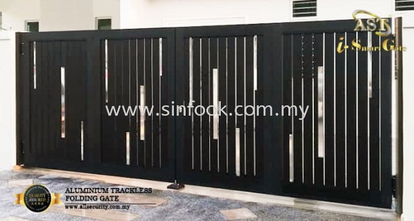 ALUMINIUM TRACKLESS FOLDING GATE Aluminium Trackless Folding Gate ALUMINIUM GATE Johor Bahru (JB), Senai, Selangor, Kuala Lumpur (KL), Klang, Seremban Installation, Services, Repair, Supplier | Sin Fook Electrical Alarm and Auto Gate Sdn. Bhd.