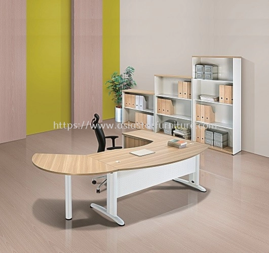 BERLIN 8.2 FEET EXECUTIVE OFFICE TABLE WITH OPEN SHELF CABINET ABMB-55 SET