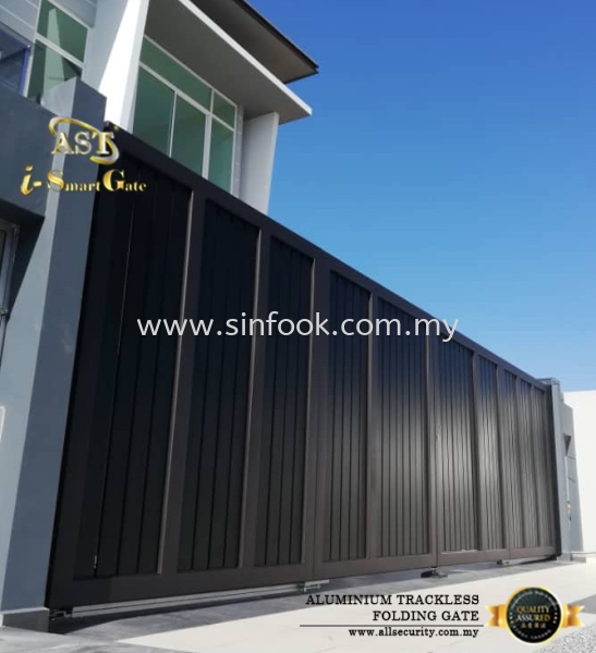 ALUMINIUM TRACKLESS FOLDING GATE Aluminium Trackless Folding Gate ALUMINIUM GATE Johor Bahru (JB), Senai, Selangor, Kuala Lumpur (KL), Klang, Seremban Installation, Services, Repair, Supplier | Sin Fook Electrical Alarm and Auto Gate Sdn. Bhd.