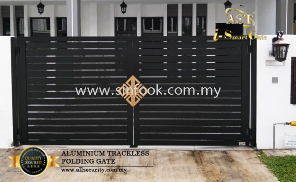 ALUMINIUM TRACKLESS FOLDING GATE Aluminium Trackless Folding Gate ALUMINIUM GATE Johor Bahru (JB), Senai, Selangor, Kuala Lumpur (KL), Klang Installation, Services, Repair, Supplier | Sin Fook Electrical Alarm and Auto Gate Sdn. Bhd.