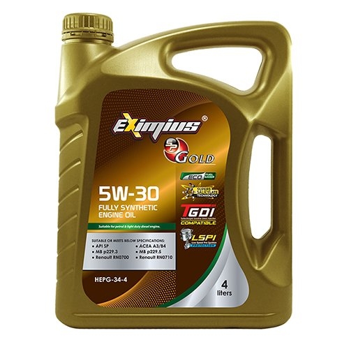 HARDEX EXIMIUS SP GOLD SAE 5W-30 4L HARDEX EXIMIUS SP GOLD & SP GOLD FE SERIES FULLY SYNTHETIC ENGINE OIL PETROL & LIGHT DUTY DIESEL ENGINE OIL - EXIMIUS SERIES LUBRICANT PRODUCTS Pahang, Malaysia, Kuantan Manufacturer, Supplier, Distributor, Supply | Hardex Corporation Sdn Bhd