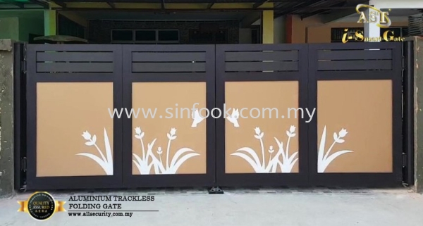 ALUMINIUM TRACKLESS FOLDING GATE Aluminium Trackless Folding Gate ALUMINIUM GATE Johor Bahru (JB), Senai, Selangor, Kuala Lumpur (KL), Klang, Seremban Installation, Services, Repair, Supplier | Sin Fook Electrical Alarm and Auto Gate Sdn. Bhd.