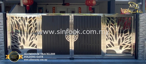 ALUMINIUM TRACKLESS FOLDING GATE Aluminium Trackless Folding Gate ALUMINIUM GATE Johor Bahru (JB), Senai, Selangor, Kuala Lumpur (KL), Klang, Seremban Installation, Services, Repair, Supplier | Sin Fook Electrical Alarm and Auto Gate Sdn. Bhd.