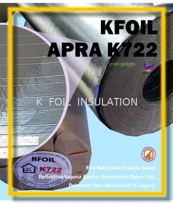(APRA K722) Fire Retardant D/S Reflective Aluminium Paper Foil, Polyester Yarn Reinforced (1.22 x 45m)