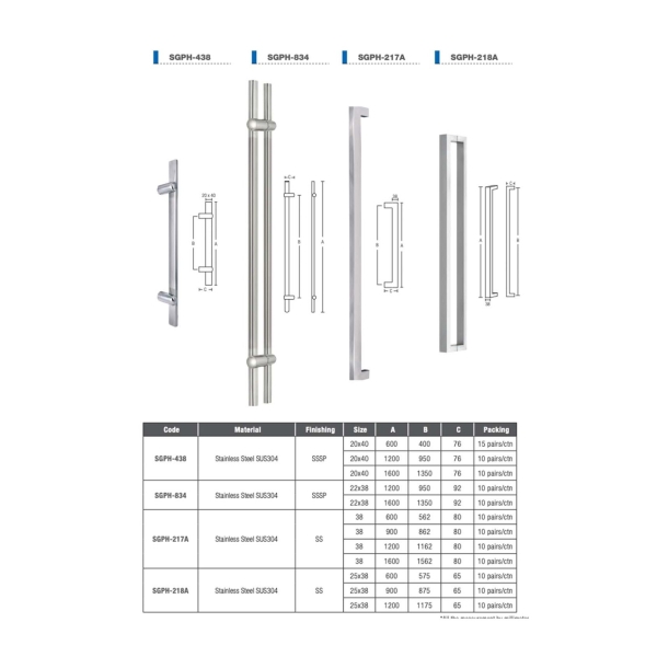 Stainless Steel 304 Pull Handle Series  Door and Architectural Hardware  Johor Bahru JB Malaysia Supplier, Supply, Supplies | KOON SIONG KEY MARKETING SDN BHD