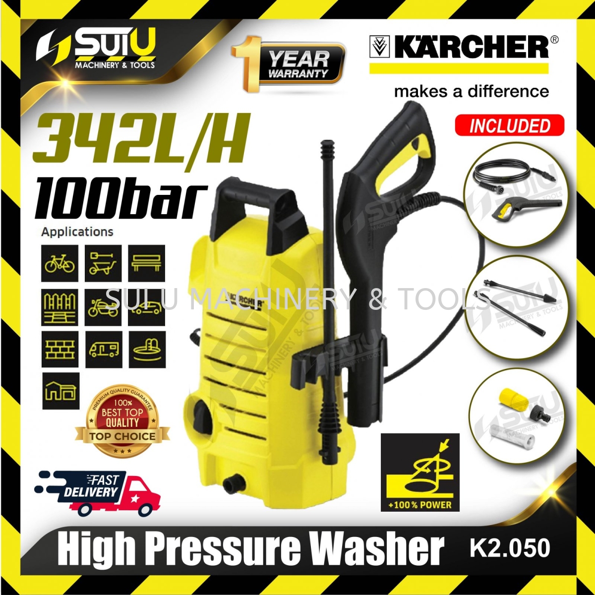 KARCHER K2.050 100BAR High Pressure Washer / Cleaner / Water Jet w/  Standard Accessories High Pressure Washer