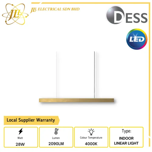 DESS GLXY3707-GOLD 28W 240V 2090LM 4000K INDOOR LED LINEAR LIGHT