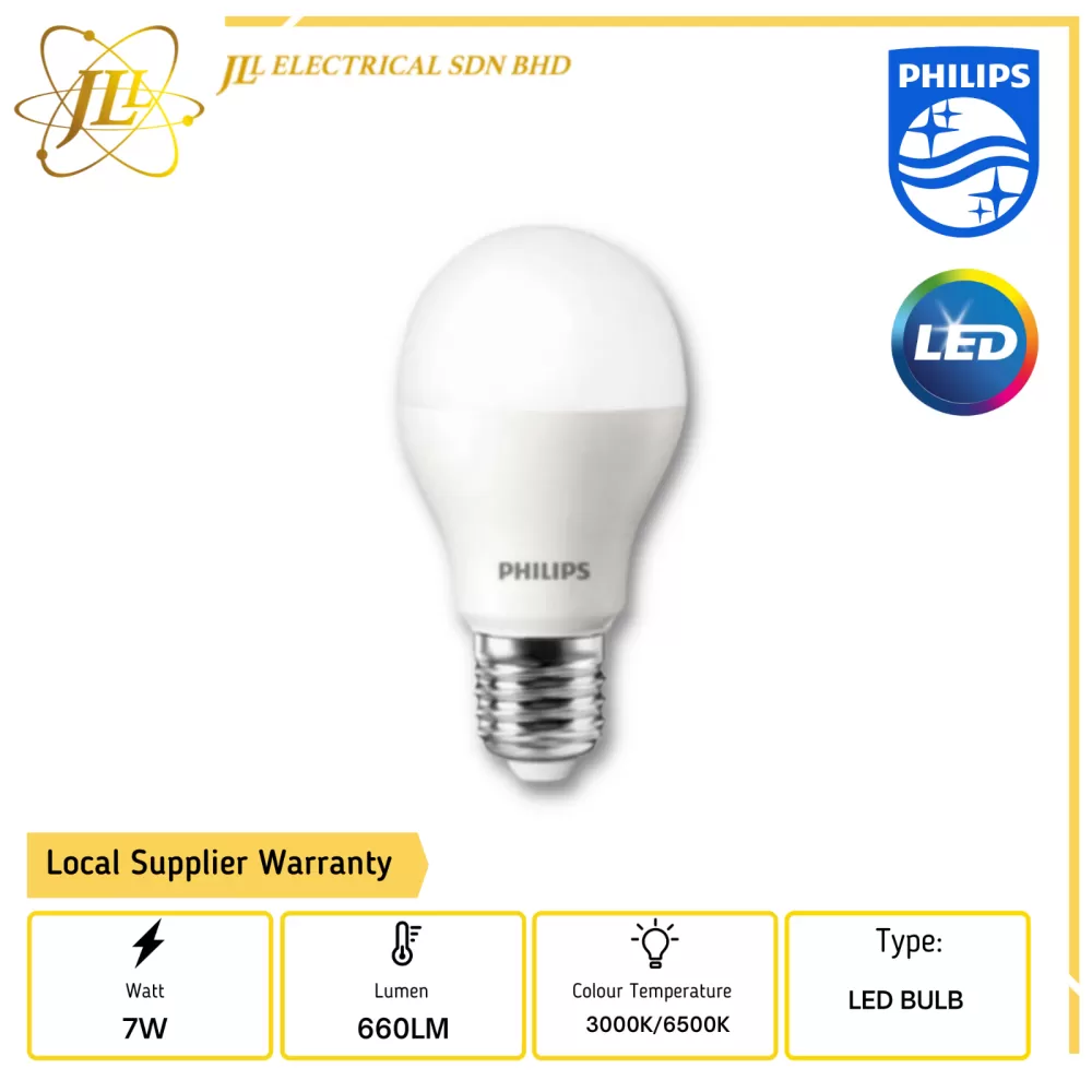 PHILIPS 7W ESSENTIAL LED BULB E27 3000K/6500K Kuala Lumpur (KL), Selangor,  Malaysia Supplier, Supply, Supplies, Distributor | JLL Electrical Sdn Bhd