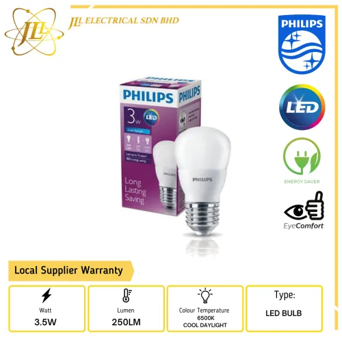 PHILIPS 3W-25W 250LM E27 P45 EYECOMFORT GLS LED MINI BULB 6500K COOL DAYLIGHT 