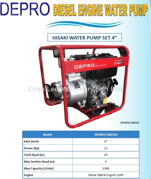 DEPRO DIESEL ENGINE WATER PUMP-DP40FE ENGINE WATER PUMP Pump Selangor, Malaysia, Kuala Lumpur (KL), Klang Supplier, Suppliers, Supply, Supplies | CHAN LEE MACHINERY SDN BHD