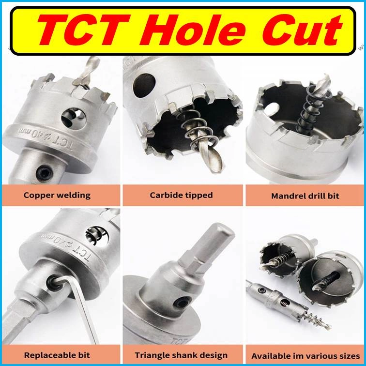 （金属开孔器）Tungsten Carbide Teeth TCT Hole Saw TCT Hole Cut Gorek Lobang Besi Stainless Steel