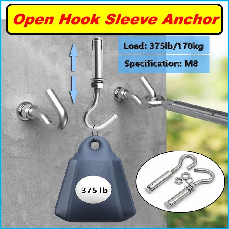 2pcs Heavy-duty 304 Stainless Steel S-hook Hammock Hook M8 For