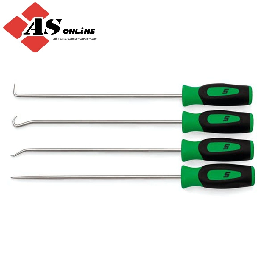 SNAP-ON 4 pc Instinct Soft Grip Long Pick Set (Green) / Model: SGLASA204CG