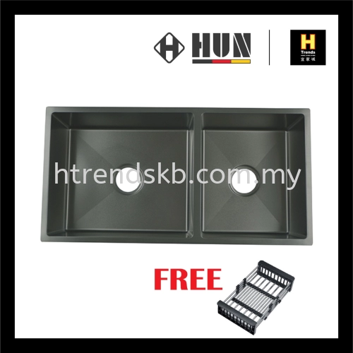 HUN 304 Nano Stainless Steel Kitchen Sink - Double Bowl (Nano Titanium) HKS310