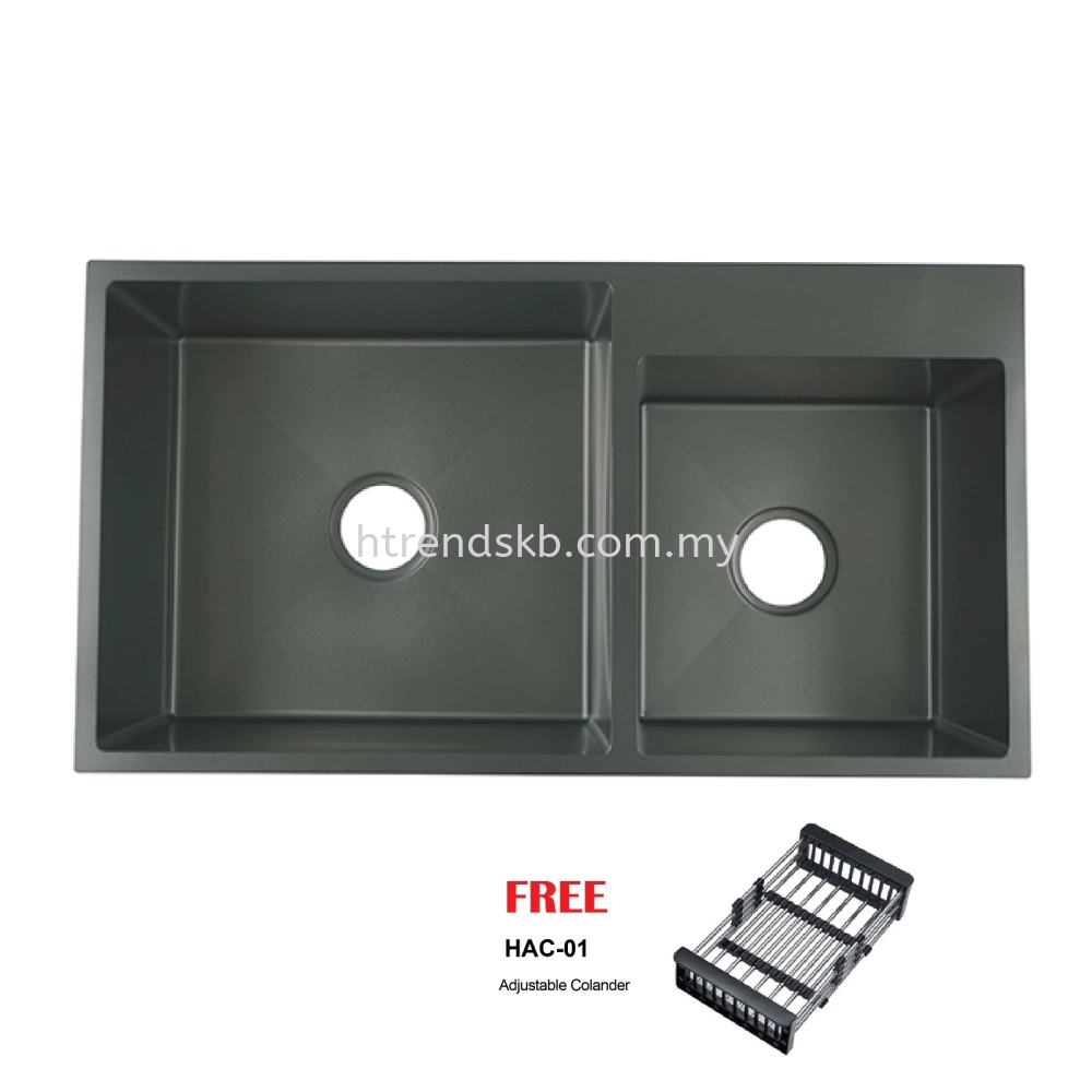 HUN 304 Nano Stainless Steel Kitchen Sink - Double Bowl (Nano Titanium) HKS311