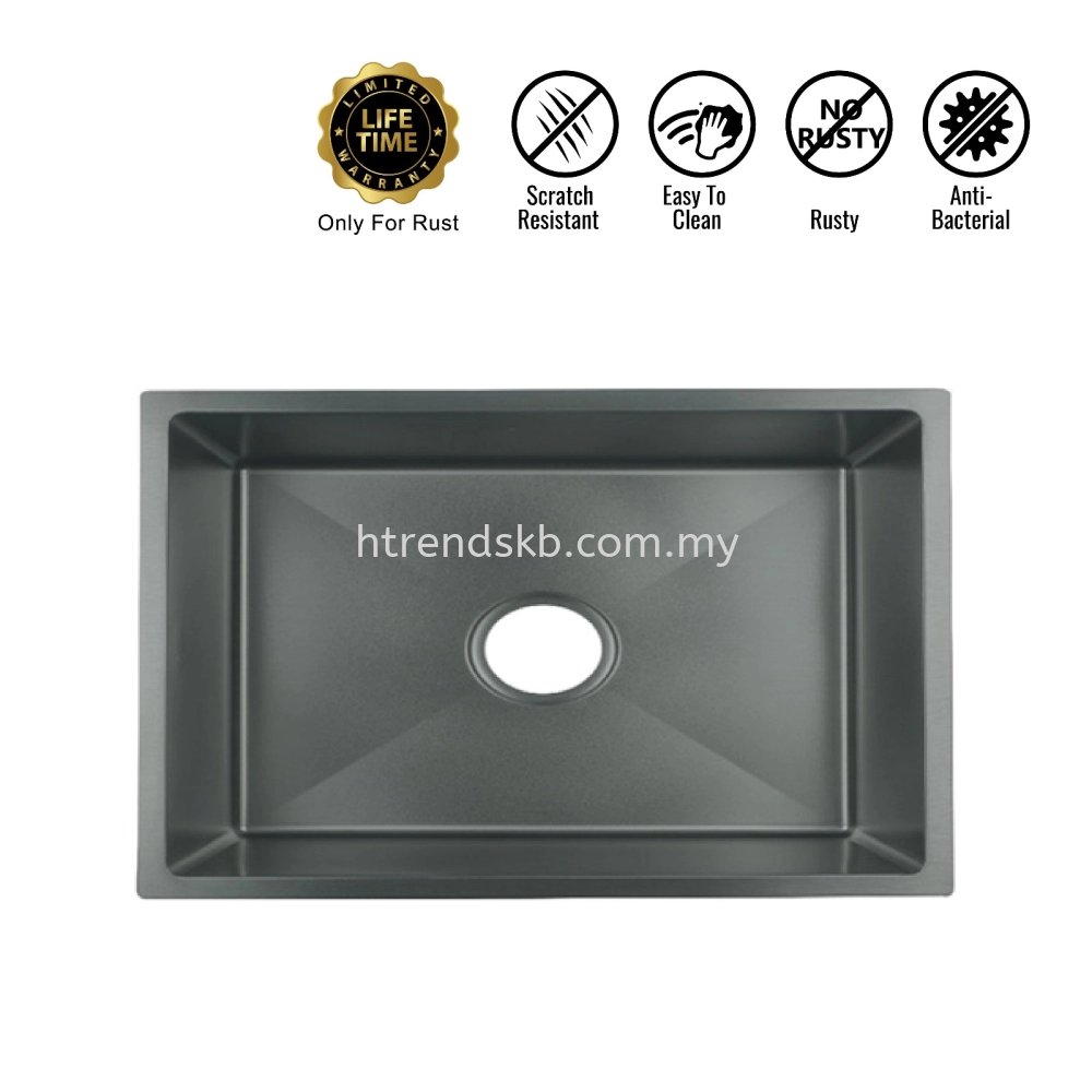 HUN 304 Nano Stainless Steel Kitchen Sink - Single Bowl (Nano Titanium) HKS313
