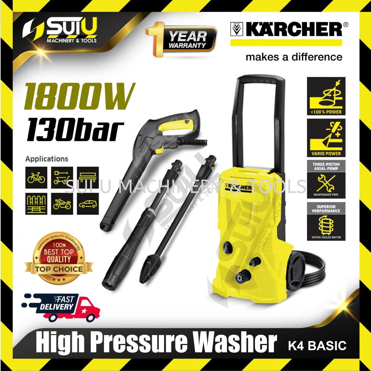 KARCHER K4 Basic 130bar High Pressure Cleaner Water Jet 1800W High Pressure  Washer Cleaning Equipment Kuala