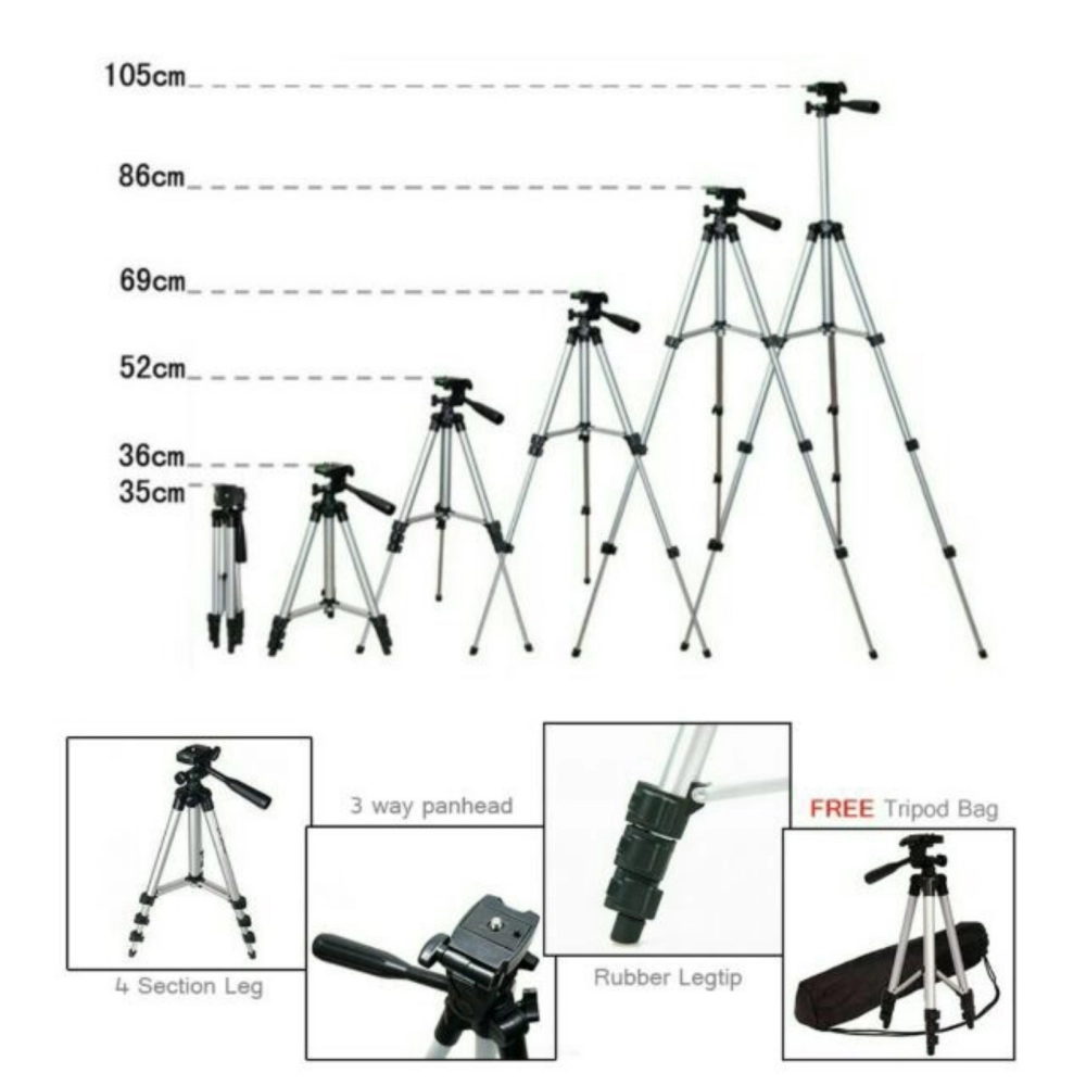 BOSTON Tefeng Tripod TF3110 Portable Tripod Stand For Phone DSLR Camera With Phone Holder 330A Tripod Camera Stand