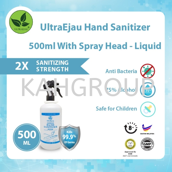 UltraEjau Hand Sanitizer 500ml with Spray Head - Liquid Hand Sanitizer & Surface Disinfection Selangor, Malaysia, Kuala Lumpur (KL), Johor Bahru (JB), Penang, Perak Supplier, Suppliers, Supply, Supplies | Kualiti Alam Hijau (M) Sdn Bhd