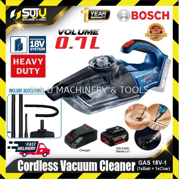 BOSCH GAS 18V-1 / GAS18V-1 18V 0.7L Cordless Vacuum Cleaner w/ Accessories + 1 x Battery 4.0Ah + Charger Cordless Cleaner Cleaning Equipment Kuala Lumpur (KL), Malaysia, Selangor, Setapak Supplier, Suppliers, Supply, Supplies | Sui U Machinery & Tools (M) Sdn Bhd