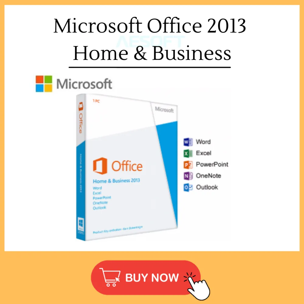 MICROSOFT OFFICE HOME AND BUSINESS 2013 Full Retail Box with License Key