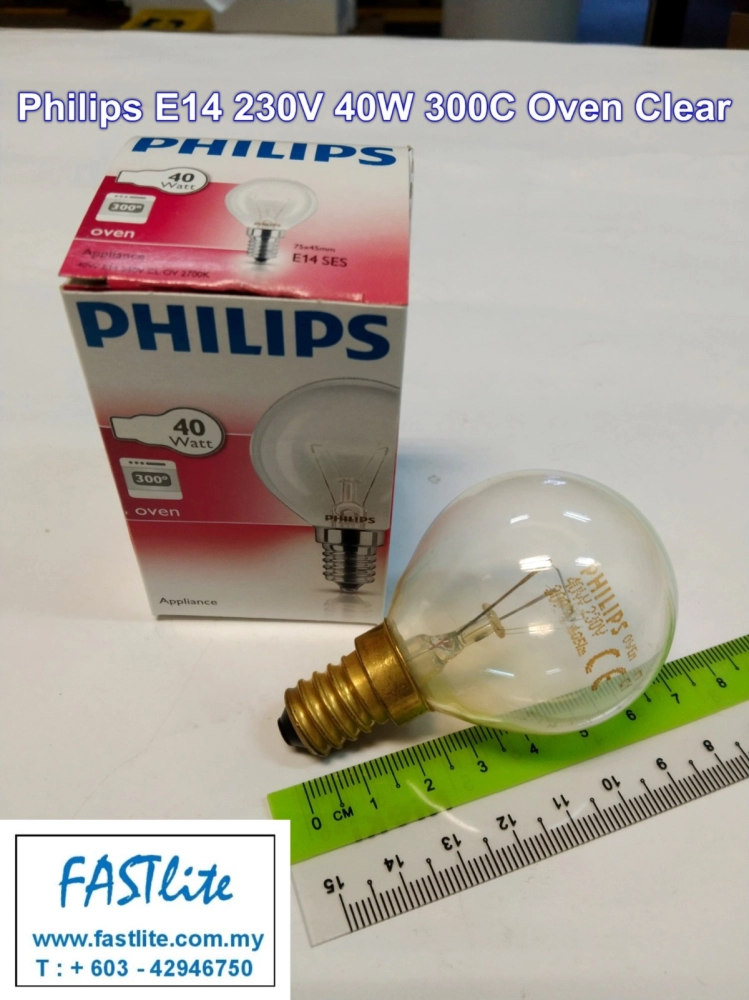 Philips E14 40W 240V Clear 300C Oven Bulb For Appliance PHILIPS / SIGNIFY  E14/E27 OVEN CLEAR BULB Kuala Lumpur (KL), Malaysia, Selangor, Pandan Indah  Supplier, Suppliers, Supply, Supplies | Fastlite Electric Marketing