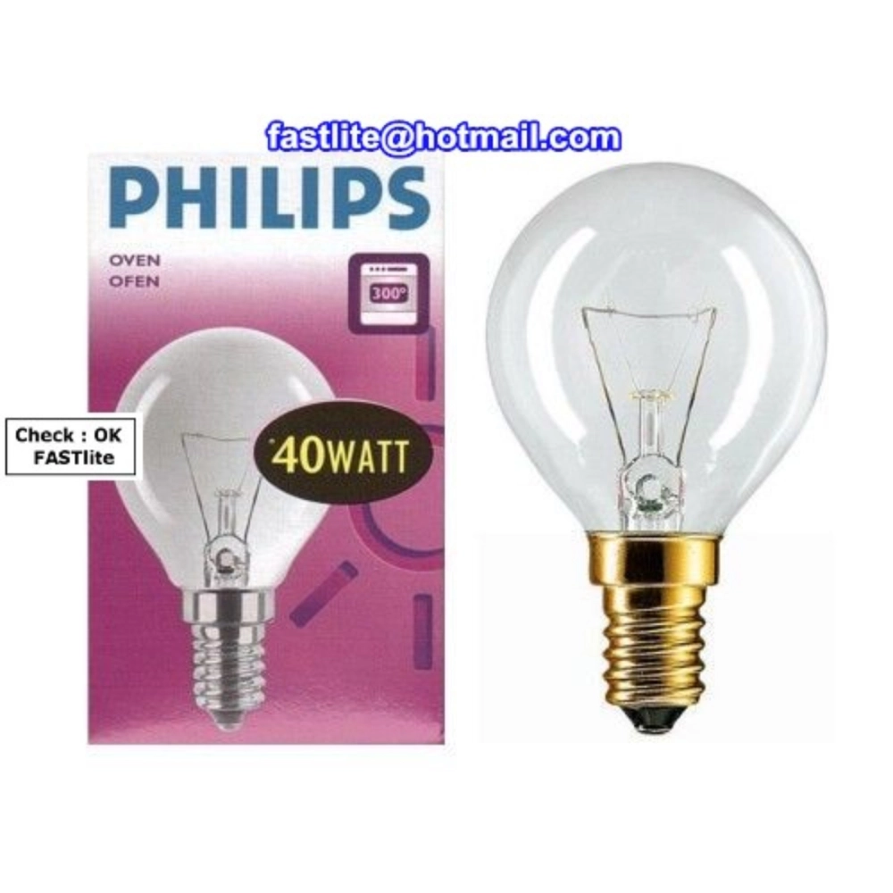 Philips E14 40W 240V Clear 300C Oven bulb for Appliance