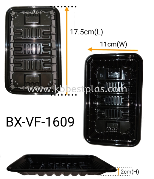 BX-VF-1609 Black Plastic Food Tray  Plastic Packaging Penang, Malaysia, Perak, Kedah, Butterworth, Kepala Batas Supplier, Suppliers, Supply, Supplies | KB BESTPLAS ENTERPRISE (M) SDN BHD