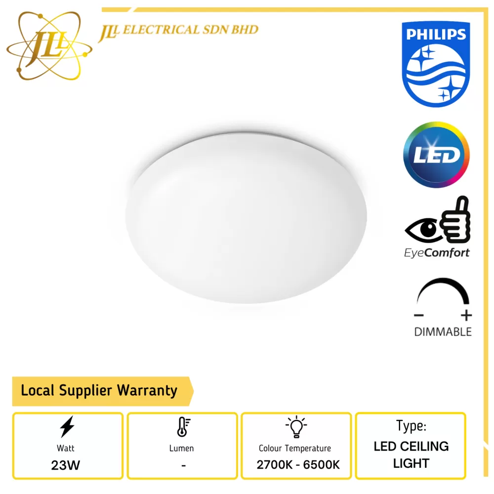 PHILIPS CL505 AIO ROUND LED CEILING LIGHT WHITE 23W 2700K-6500K DIMMABLE c/w Remote Control