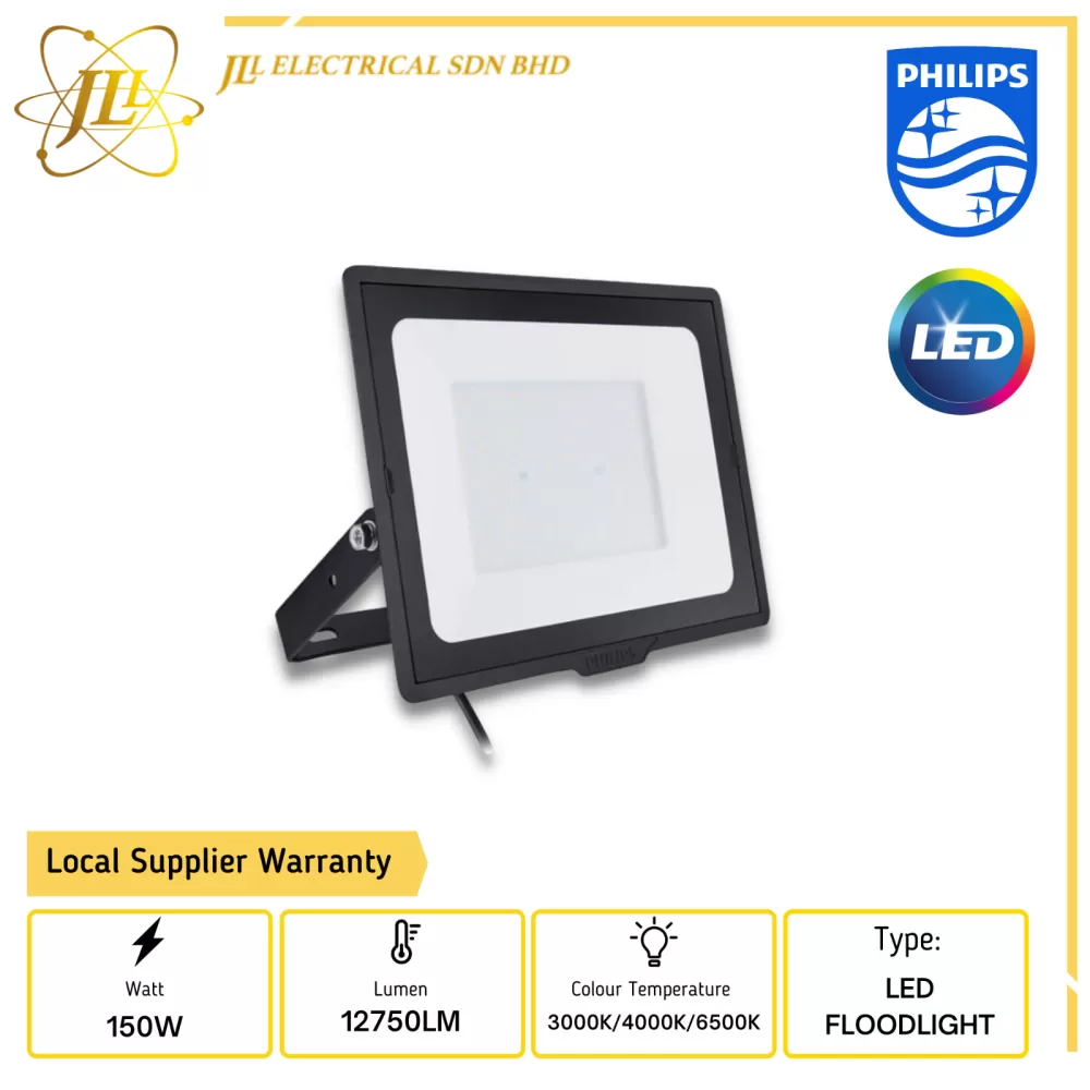 PHILIPS ESSENTIAL SMARTBRIGHT LED FLOODLIGHT BVP150 LED127 220-240V 150W SWB CE 3000K/4000K/6500K