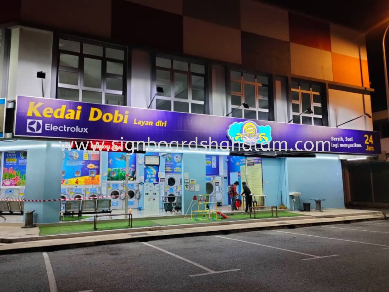 6 Point Laundry Rawang - 3D LED Box Up Signboard-Frontlit