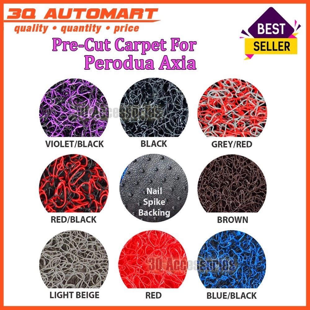 Customized Pre-Cut PVC Coil Floor Mat Anti Slip Carpet 12MM - Perodua Axia