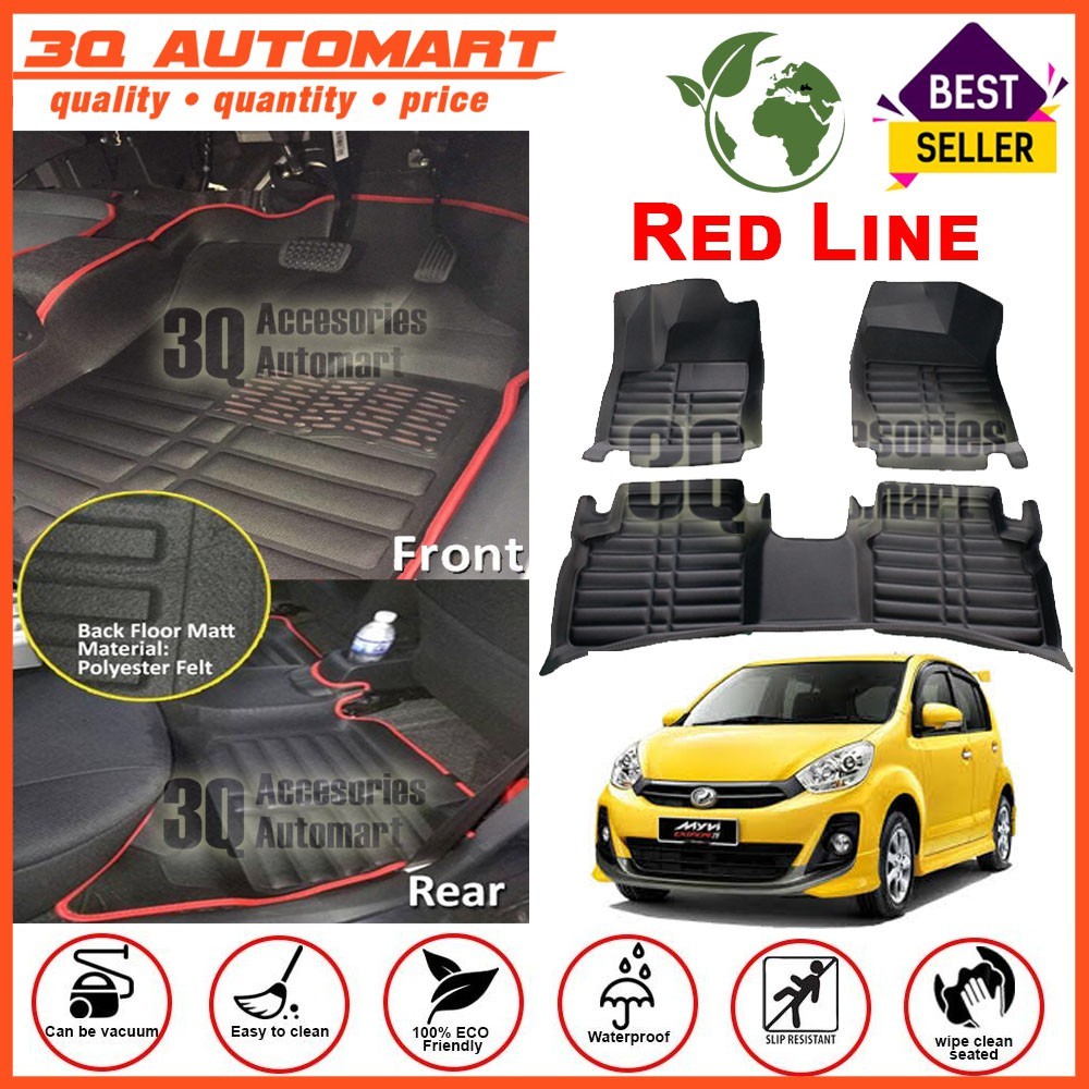 Premium 5D Car Floor Mat Carpet For Perodua Myvi LagiBest