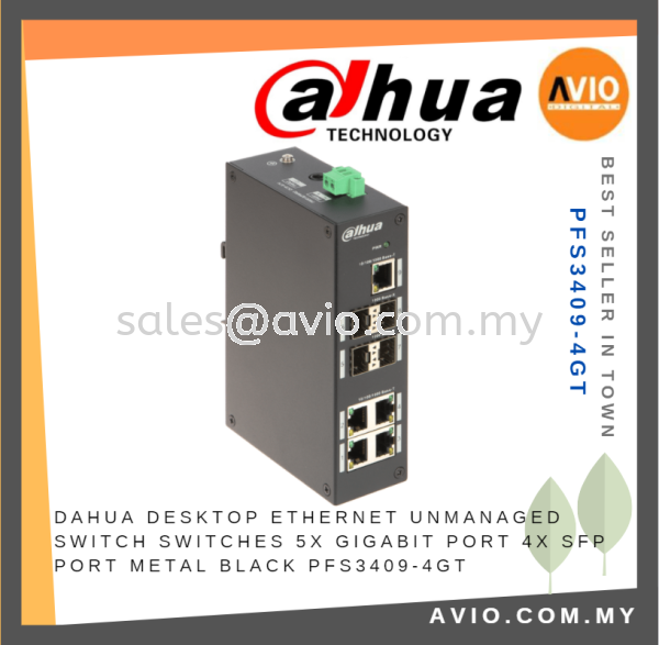 Dahua Unmanaged 4 Port Desktop Ethernet Switch Switches 5x Gigabit Port Ports 4x SFP Port Black Metal PFS3409-4GT SWITCH DAHUA Johor Bahru (JB), Kempas, Johor Jaya Supplier, Suppliers, Supply, Supplies | Avio Digital