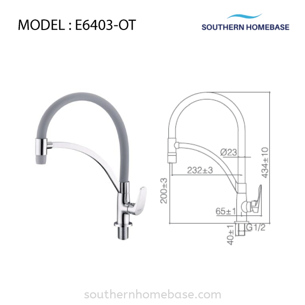 KITCHEN PILLAR FLEXIBLE SINK TAP ELITE E6403-OT Sink Tap Kitchen Johor Bahru (JB) Supplier, Supply | Southern Homebase Sdn Bhd