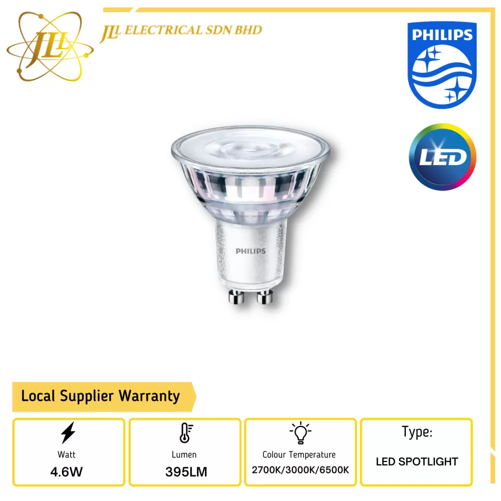 PHILIPS 4.6-50W 220-240V GU10 2700K/3000K/6500K 36D NON-DIMMABLE LED SPOTLIGHT Kuala Lumpur (KL), Malaysia Supplier, Supply, Supplies, Distributor | JLL Electrical Sdn Bhd
